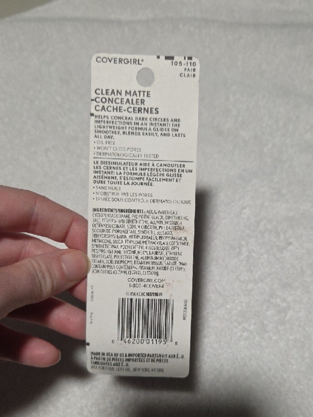 COVERGIRL Concealer Clean Matte - Fair (105-110) with Blue Cap - Picture 2 of 2